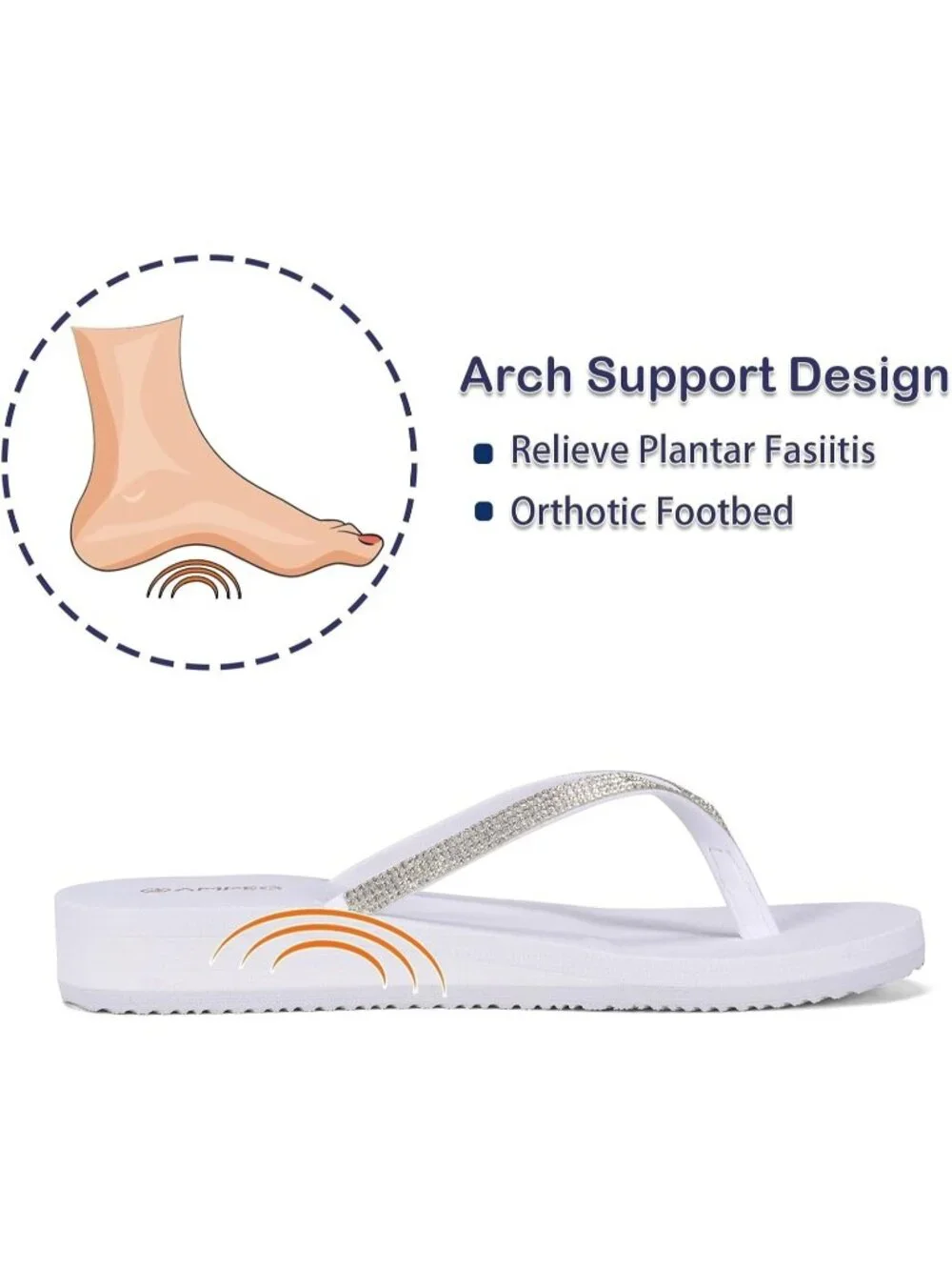 Women's White Sparkly Rhinestone Thin Straps Design for Beach Flip Flop Sandal